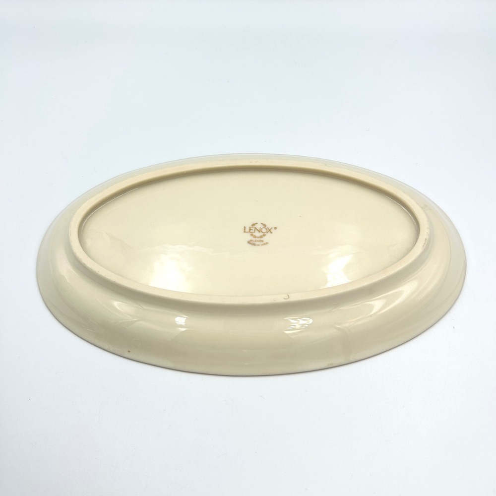 VTG Lenox Floral Bird Oval Serving Platter Cream Gold Trim Chinoiserie USA 9.5in - Picture 11 of 11